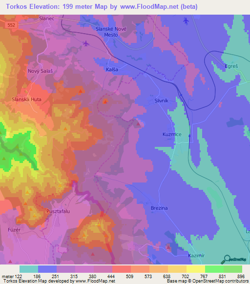Torkos,Slovakia Elevation Map