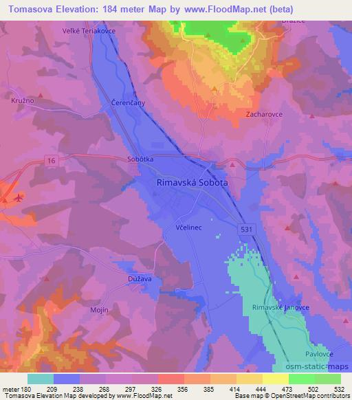 Tomasova,Slovakia Elevation Map