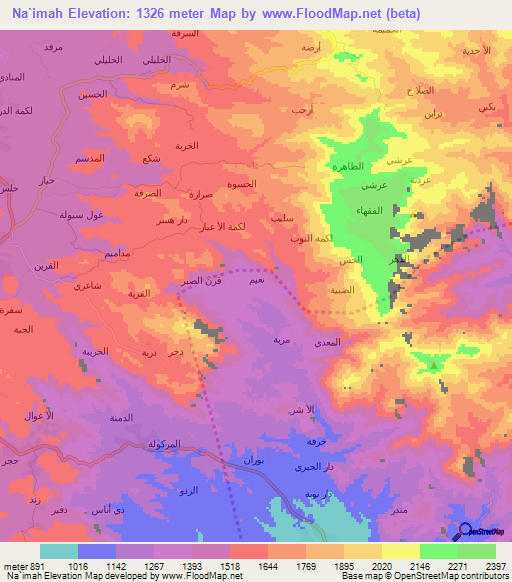 Na`imah,Yemen Elevation Map
