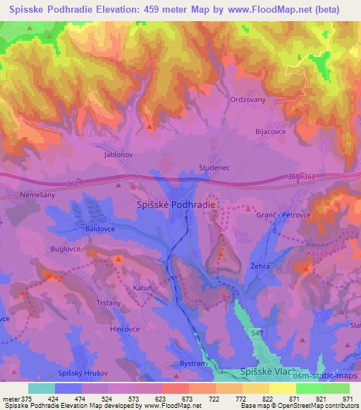 Spisske Podhradie,Slovakia Elevation Map