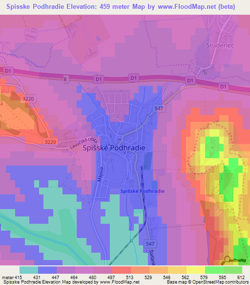Spisske Podhradie,Slovakia Elevation Map