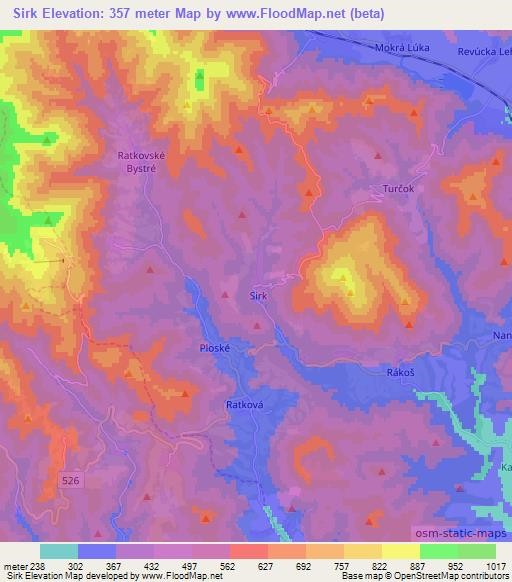 Sirk,Slovakia Elevation Map