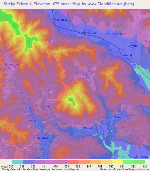 Sircky Zeleznik,Slovakia Elevation Map