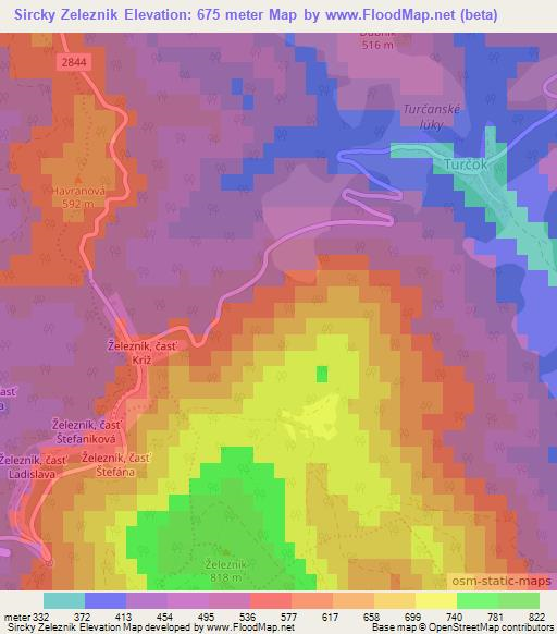 Sircky Zeleznik,Slovakia Elevation Map
