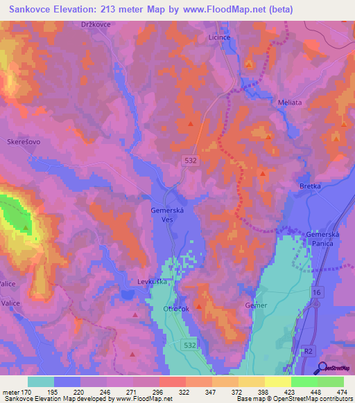 Sankovce,Slovakia Elevation Map