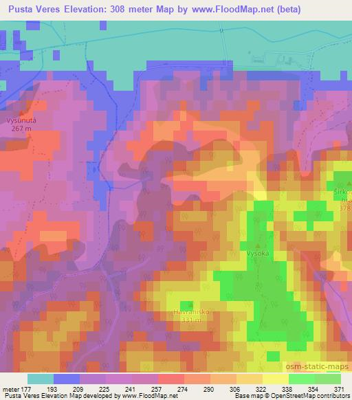 Pusta Veres,Slovakia Elevation Map
