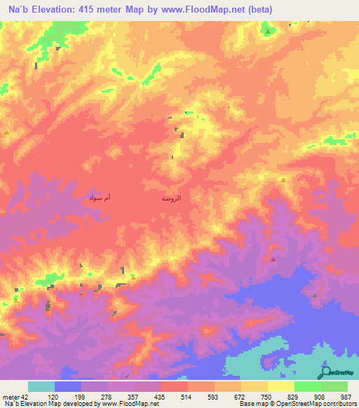 Na`b,Yemen Elevation Map