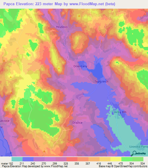 Papca,Slovakia Elevation Map