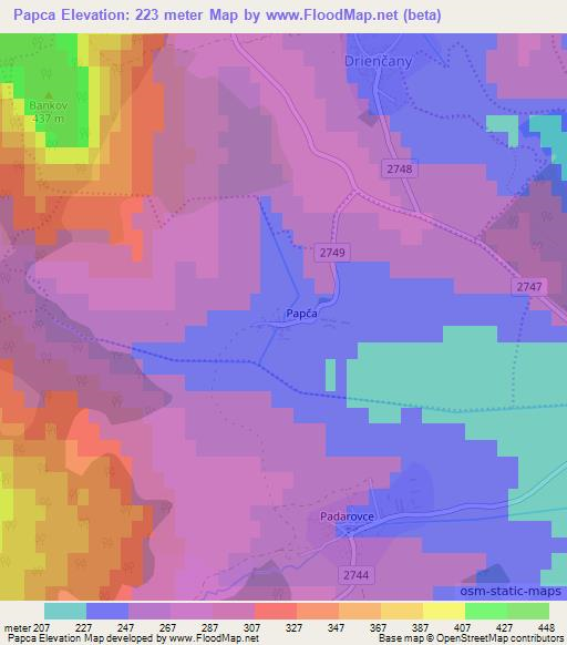 Papca,Slovakia Elevation Map