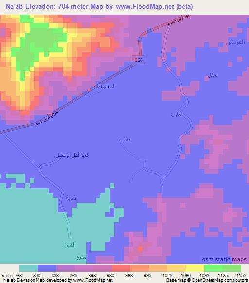 Na`ab,Yemen Elevation Map