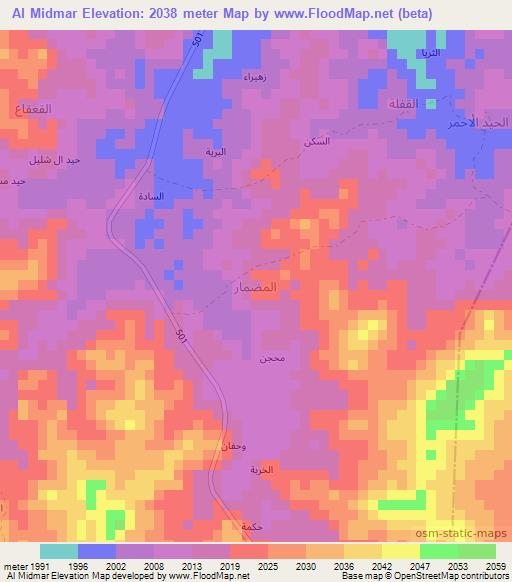 Al Midmar,Yemen Elevation Map