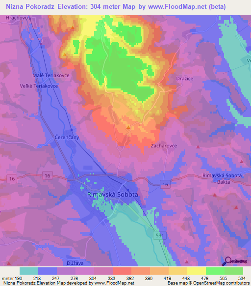 Nizna Pokoradz,Slovakia Elevation Map