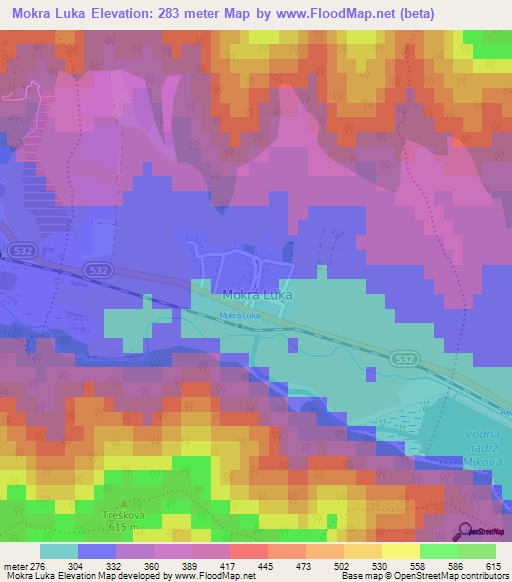 Mokra Luka,Slovakia Elevation Map