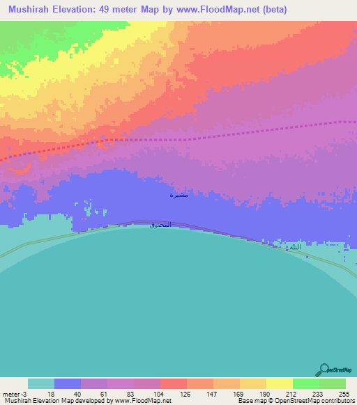 Mushirah,Yemen Elevation Map