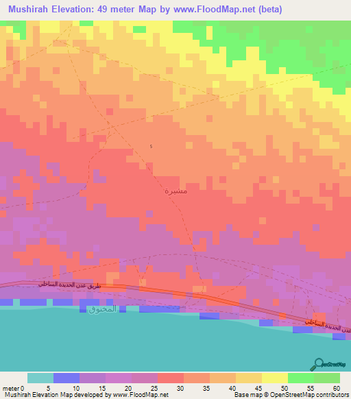 Mushirah,Yemen Elevation Map