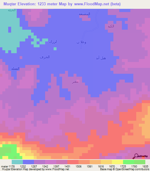 Muqtar,Yemen Elevation Map