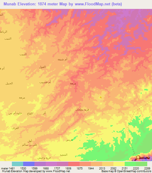 Munab,Yemen Elevation Map