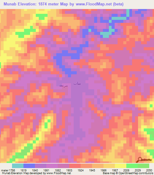 Munab,Yemen Elevation Map