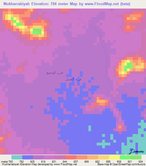 Mukharrabiyah,Yemen Elevation Map