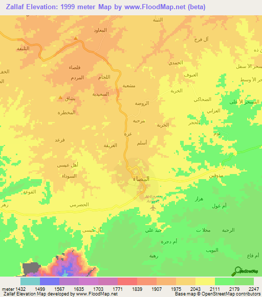 Zallaf,Yemen Elevation Map
