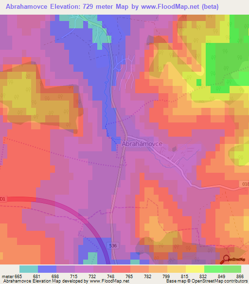 Abrahamovce,Slovakia Elevation Map