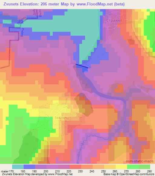 Zvunets,Bulgaria Elevation Map