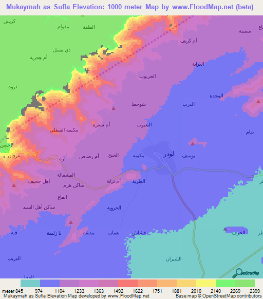 Mukaymah as Sufla,Yemen Elevation Map