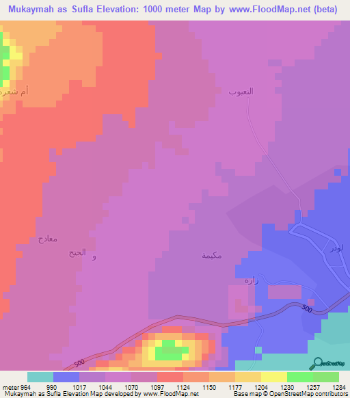 Mukaymah as Sufla,Yemen Elevation Map