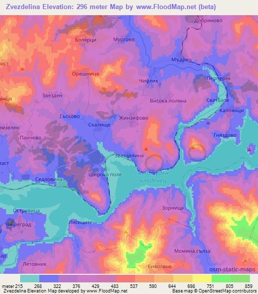 Zvezdelina,Bulgaria Elevation Map