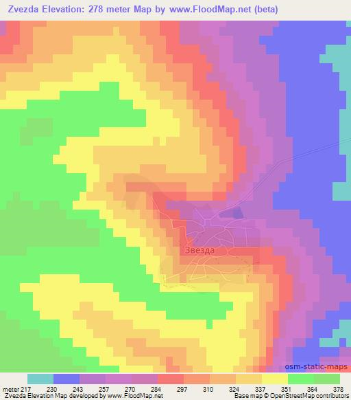 Zvezda,Bulgaria Elevation Map