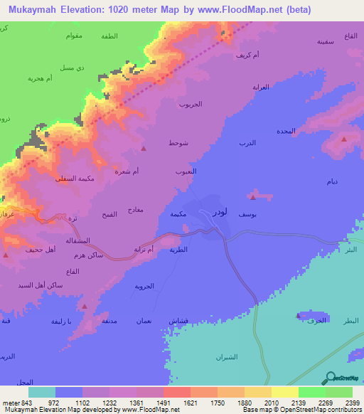 Mukaymah,Yemen Elevation Map