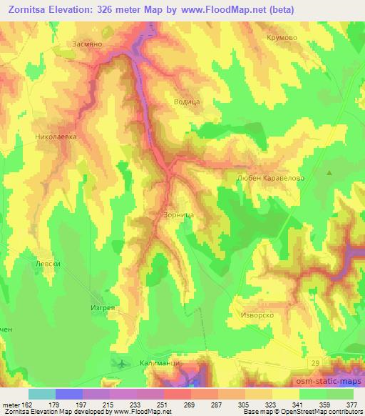 Zornitsa,Bulgaria Elevation Map