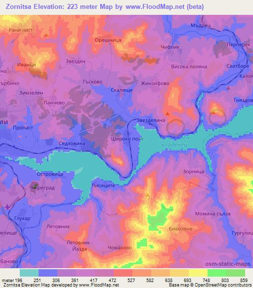 Zornitsa,Bulgaria Elevation Map