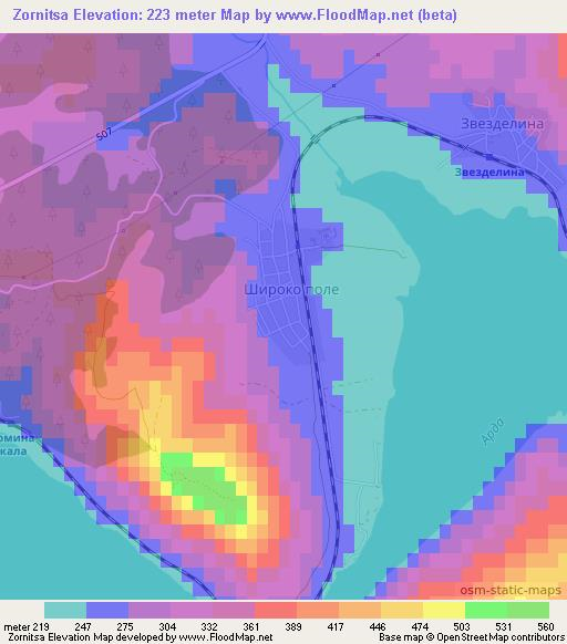 Zornitsa,Bulgaria Elevation Map