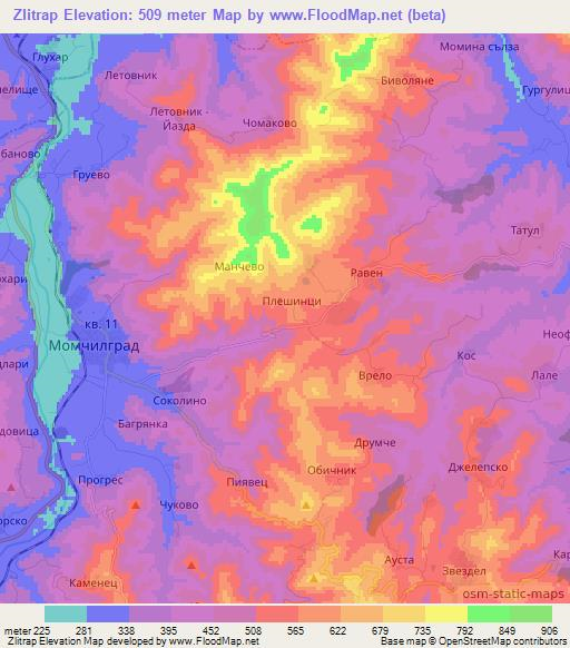 Zlitrap,Bulgaria Elevation Map