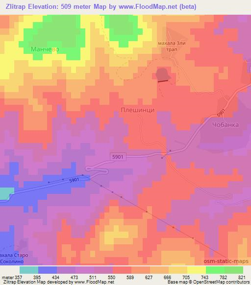 Zlitrap,Bulgaria Elevation Map