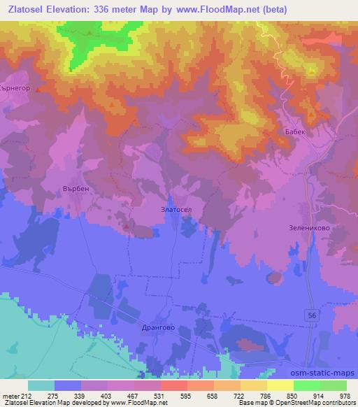 Zlatosel,Bulgaria Elevation Map