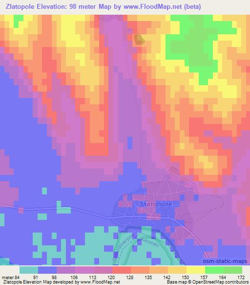 Zlatopole,Bulgaria Elevation Map