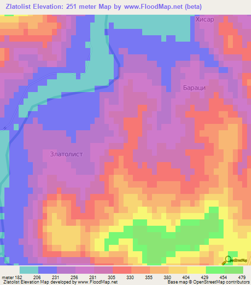 Zlatolist,Bulgaria Elevation Map