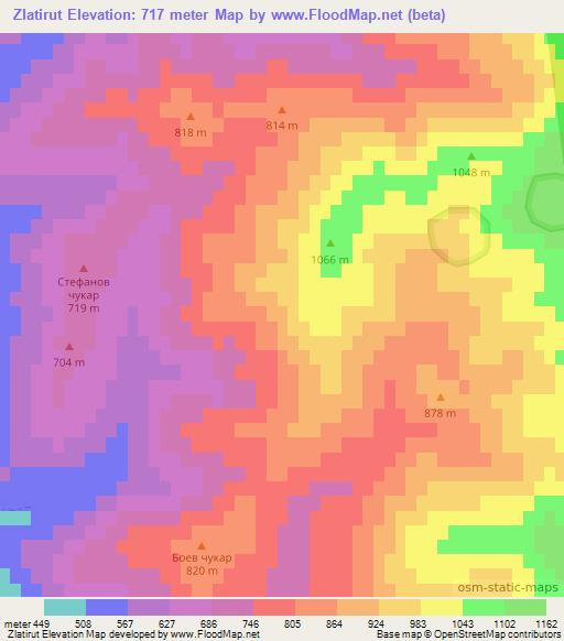 Zlatirut,Bulgaria Elevation Map