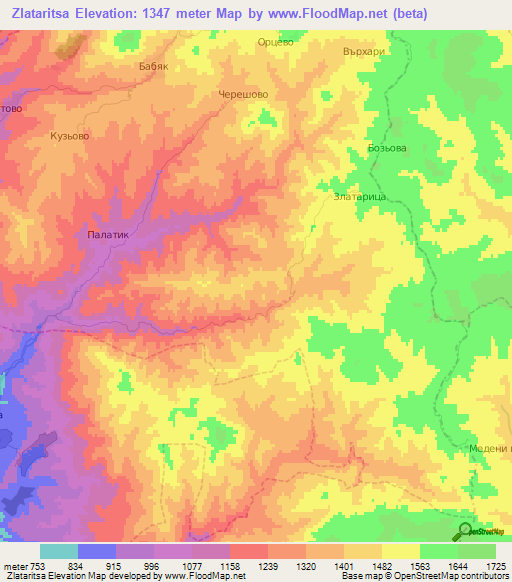 Zlataritsa,Bulgaria Elevation Map