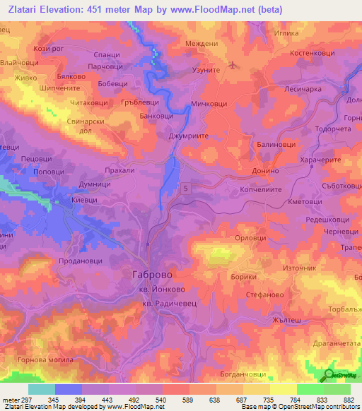 Zlatari,Bulgaria Elevation Map