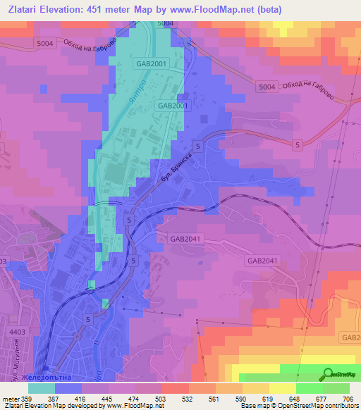 Zlatari,Bulgaria Elevation Map