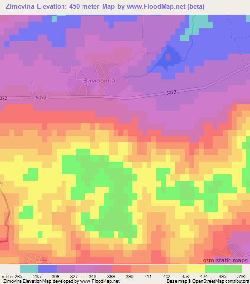 Zimovina,Bulgaria Elevation Map