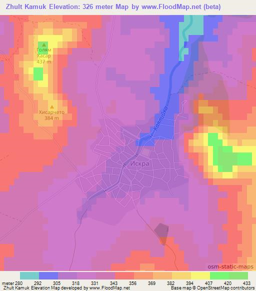 Zhult Kamuk,Bulgaria Elevation Map