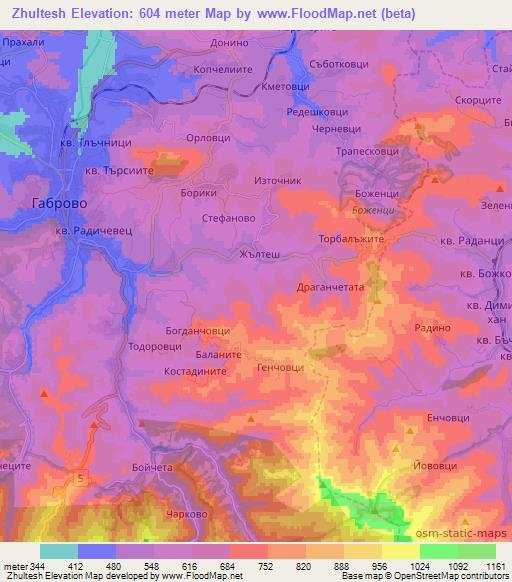 Zhultesh,Bulgaria Elevation Map