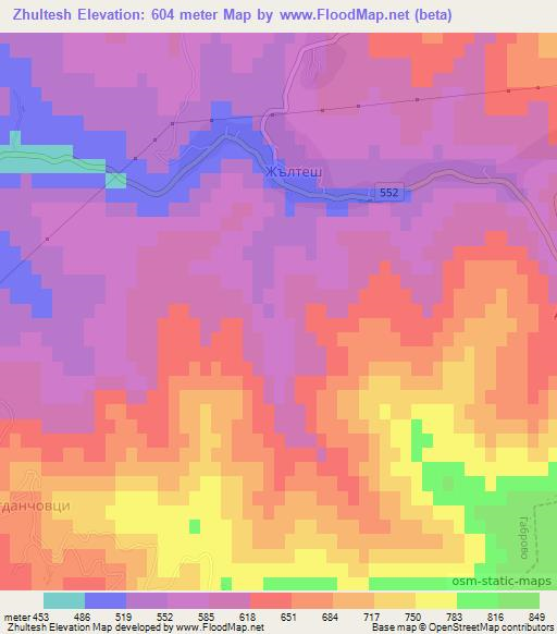Zhultesh,Bulgaria Elevation Map