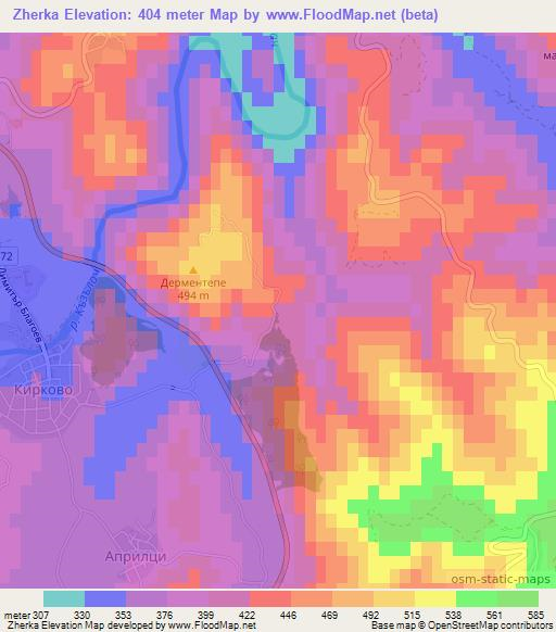 Zherka,Bulgaria Elevation Map