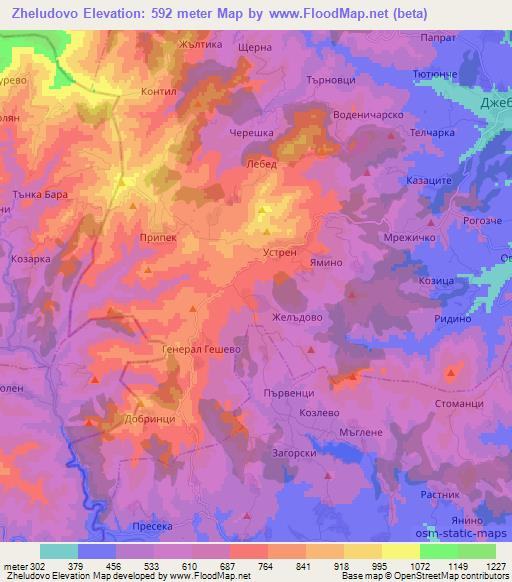 Zheludovo,Bulgaria Elevation Map