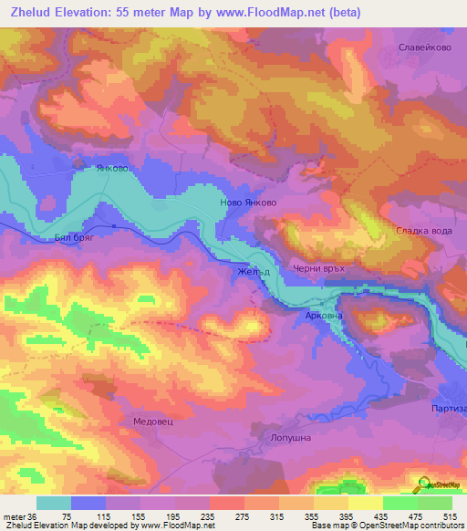 Zhelud,Bulgaria Elevation Map